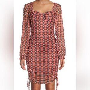 MADDEN NYC FLOWER PRINT CASUAL DRESSY RUCHED SUMMER BODYCON DRESS NWT SZ XS